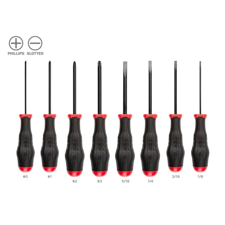 Tekton High-Torque Black Oxide Blade Screwdriver Set, 8-Piece (No. 0 - No. 3, 1/8 - 5/16 in.) DRV41234